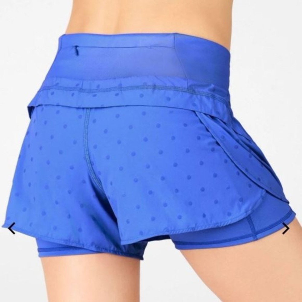Fabletics Austyn Running Blue Polka Dot Athletic Shorts Size Medium